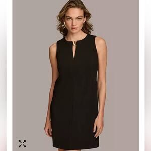 Donna Karan Keyhole Sheath Dress Womens 6 Black New With Tags LBD Minimalist